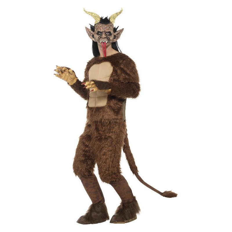 Beast Krampus Demon Costume Long Pile Fur Adult Brown Mens