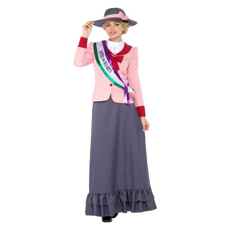 Deluxe Victorian Suffragette Costume Adult Grey Pink Womens