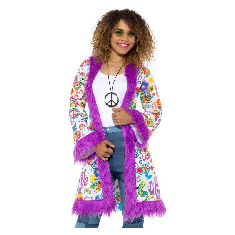 60s Groovy Hippie Coat Adult Multi Womens -1