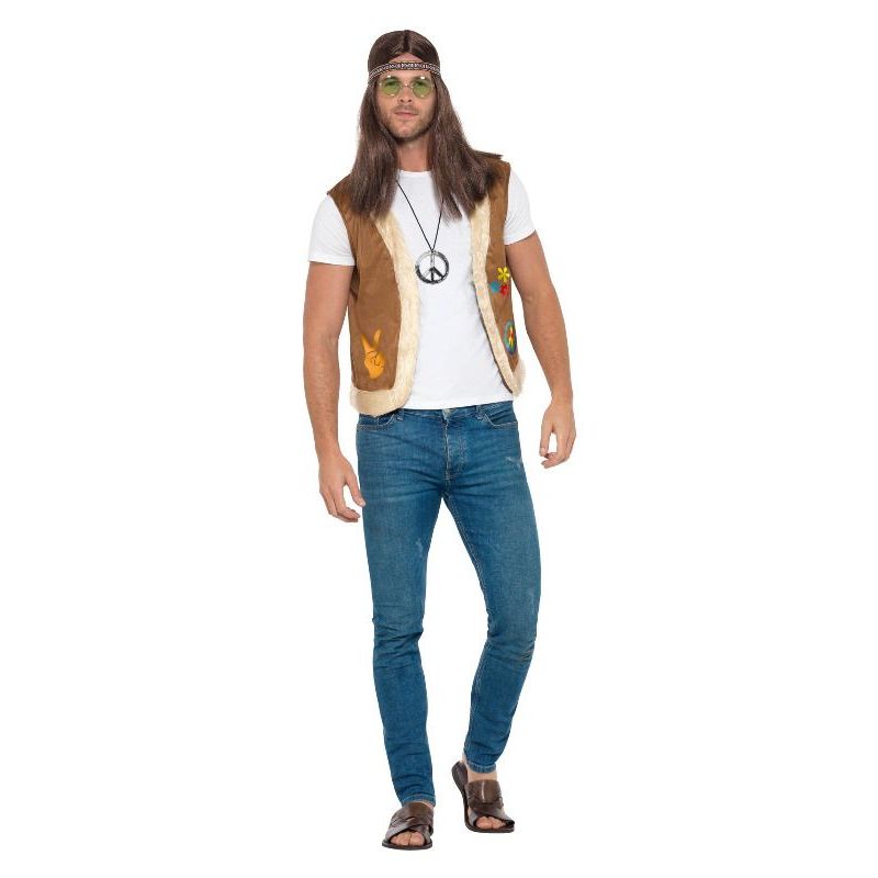 Hippie Waistcoat Unisex Adult Brown CND Logos Fur Trim