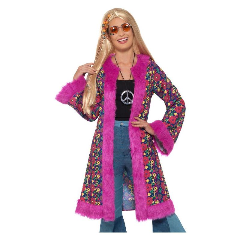 60s Psychedelic Hippie Coat Adult Pink Womens -1