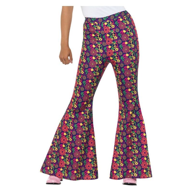 60s Psychedelic Cnd Flared Trousers Ladies Adult Multi Womens -1