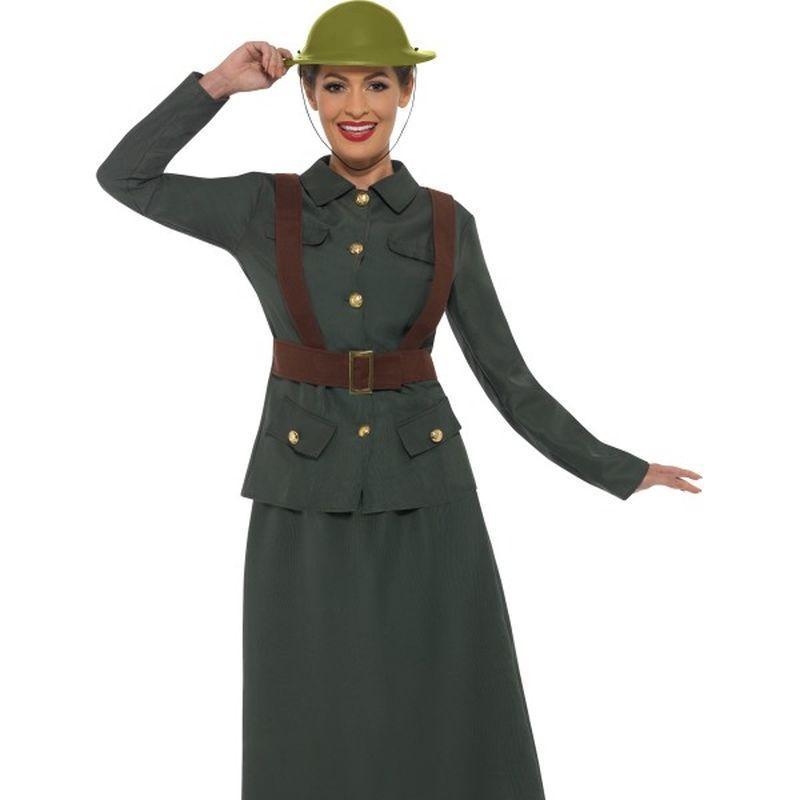 Ww2 Army Warden Lady Costume Adult Green Womens