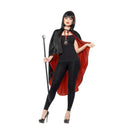 Vampire Kit With Reversible Cape Adult Black Red Cane Medallion