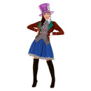 Miss Mad Hatter Costume Adult Alice In Wonderland Multi Coloured