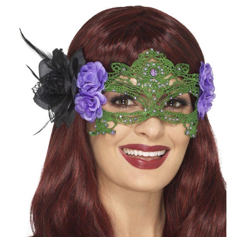 Embroidered Lace Filigree Witch Eyemask - One Size