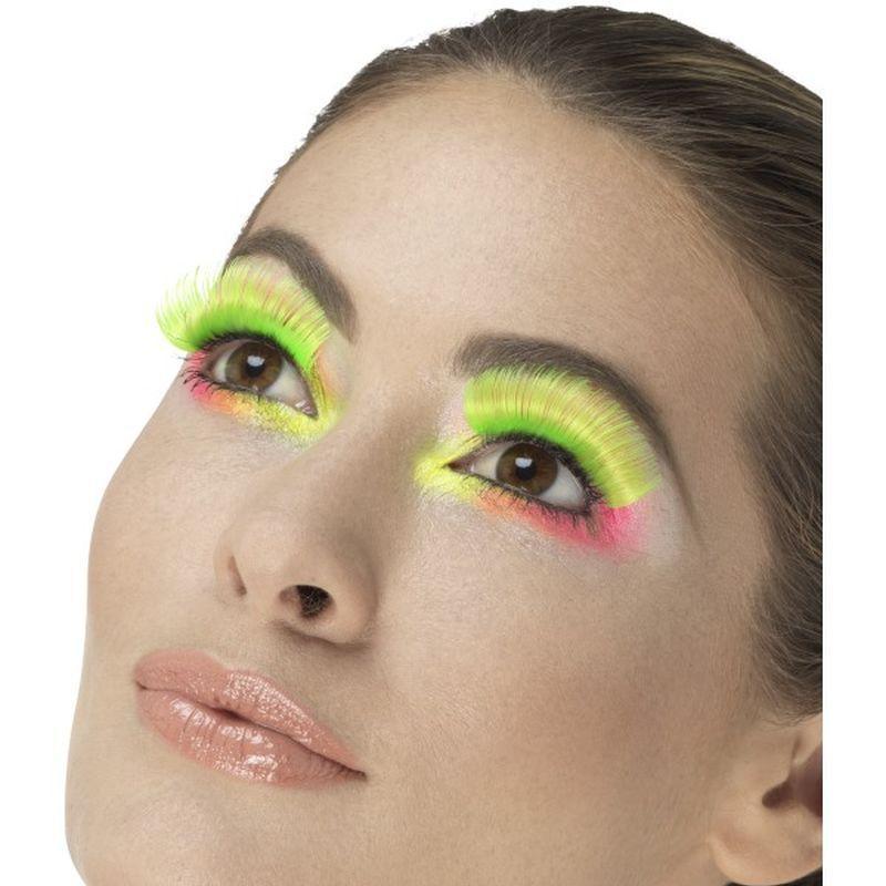 80s Party Eyelashes Adult Neongreen Womens -1
