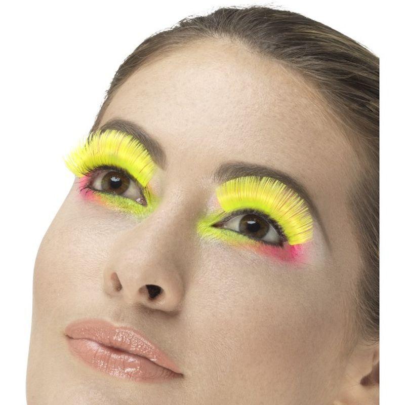 80s Party Eyelashes Adult Neonyellow Womens -1