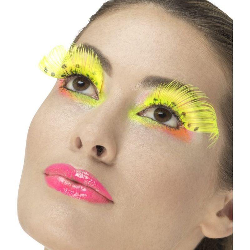 80s Polka Dot Eyelashes Adult Neonyellow Womens -1