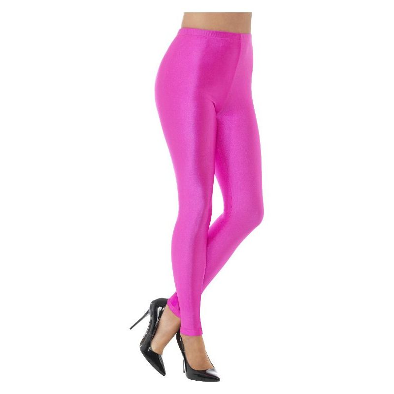80s Disco Spandex Leggings Adult Neon Pink Womens -1