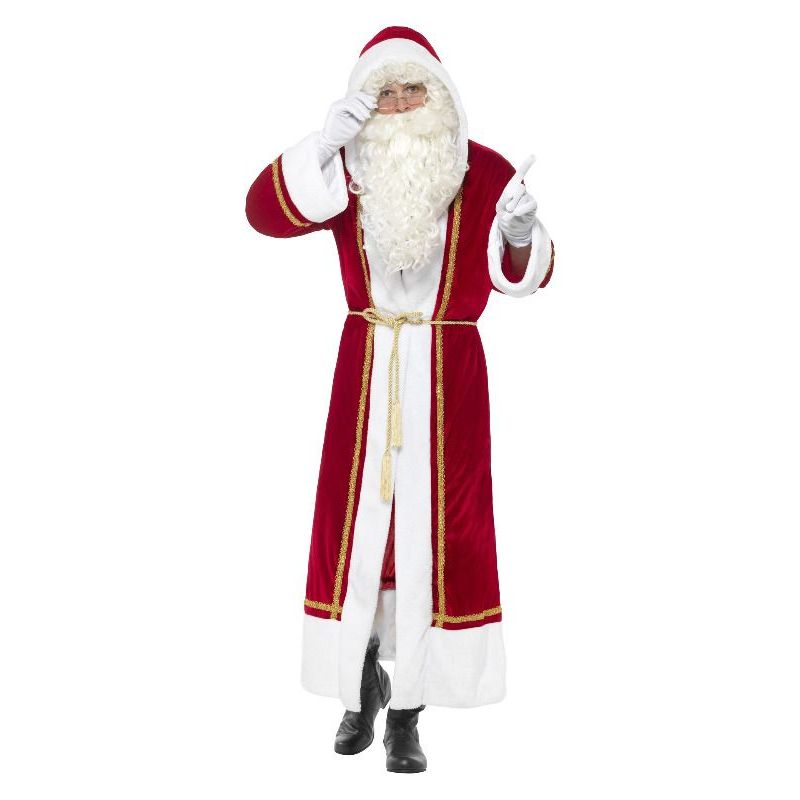 Santa Cloak Deluxe Adult Red with White Trim