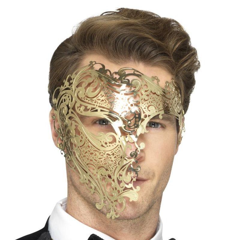 Deluxe Metal Filigree Phantom Mask - One Size