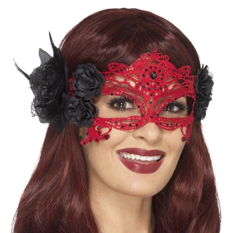 Embroidered Lace Filigree Devil Eyemask - One Size