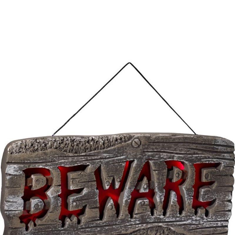 Light Up Hanging Beware Sign - One Size