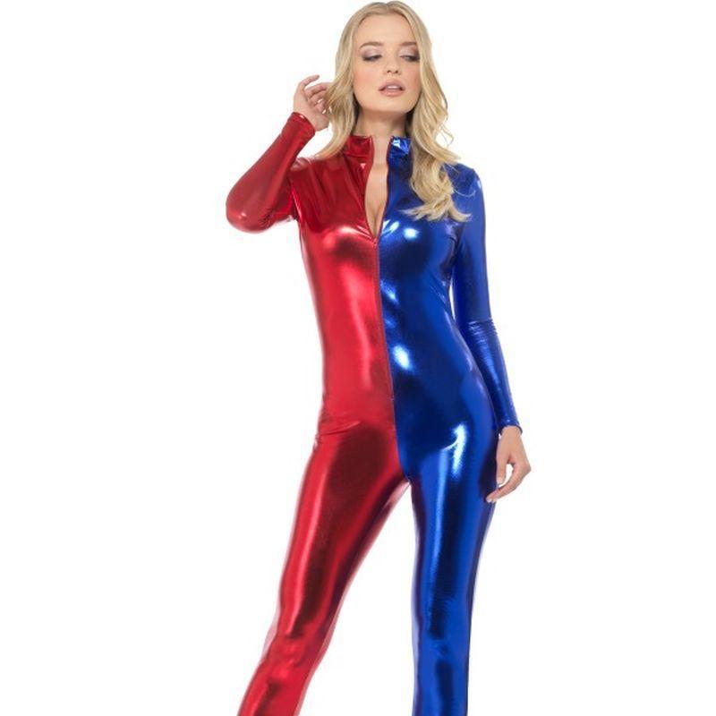 Fever Miss Jester Whiplash Costume Adult Red Blue Womens