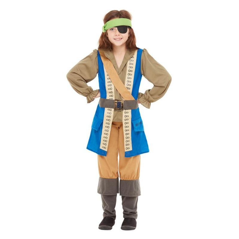 Horrible Histories Pirate Captain Costume Child Blue Unisex