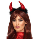 Metallic Devil Horn Headband Adult Red