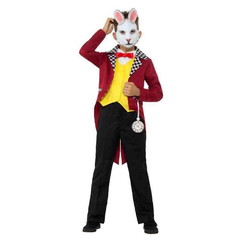 White Rabbit Costume Kids Red Jacket Mask