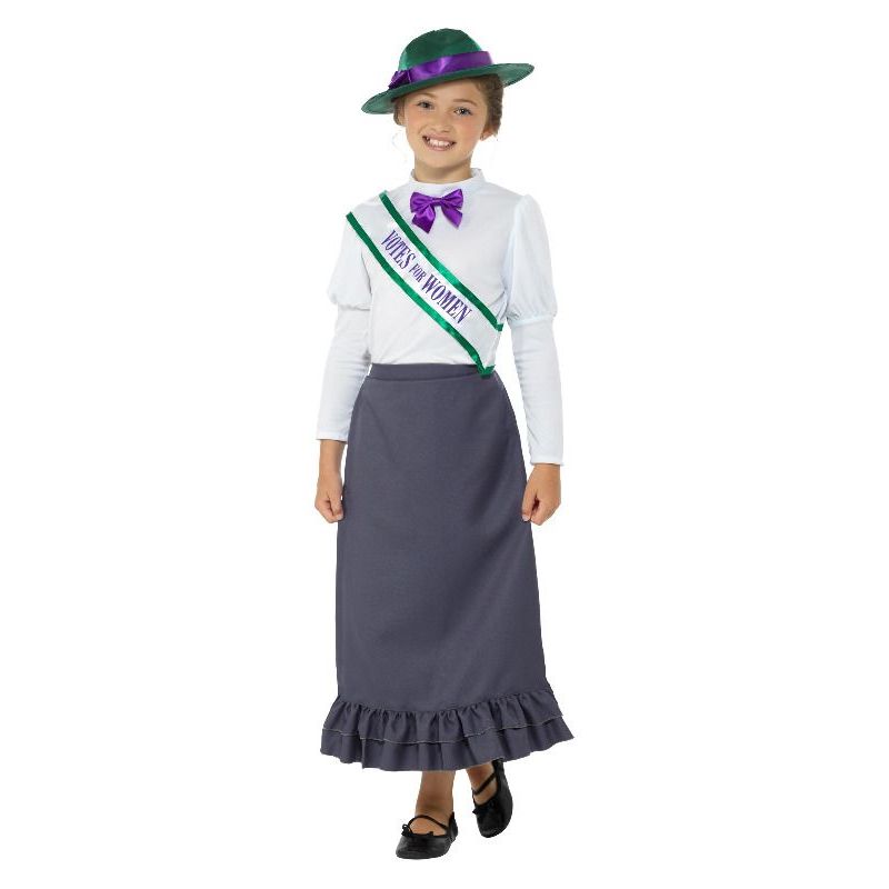 Victorian Suffragette Costume Kids Grey Girls