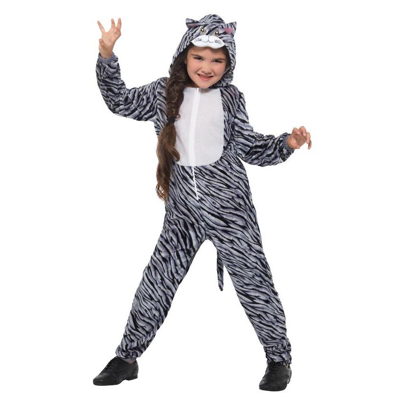 Tabby Cat Costume Kids Grey Unisex