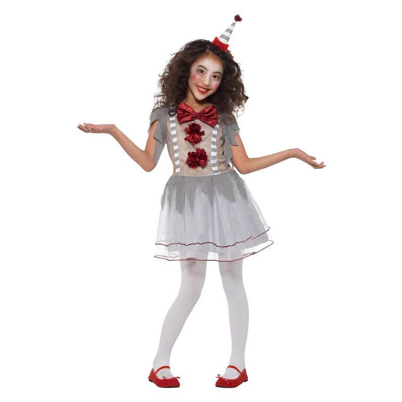 Vintage Clown Girl Costume Child Grey Red Girls