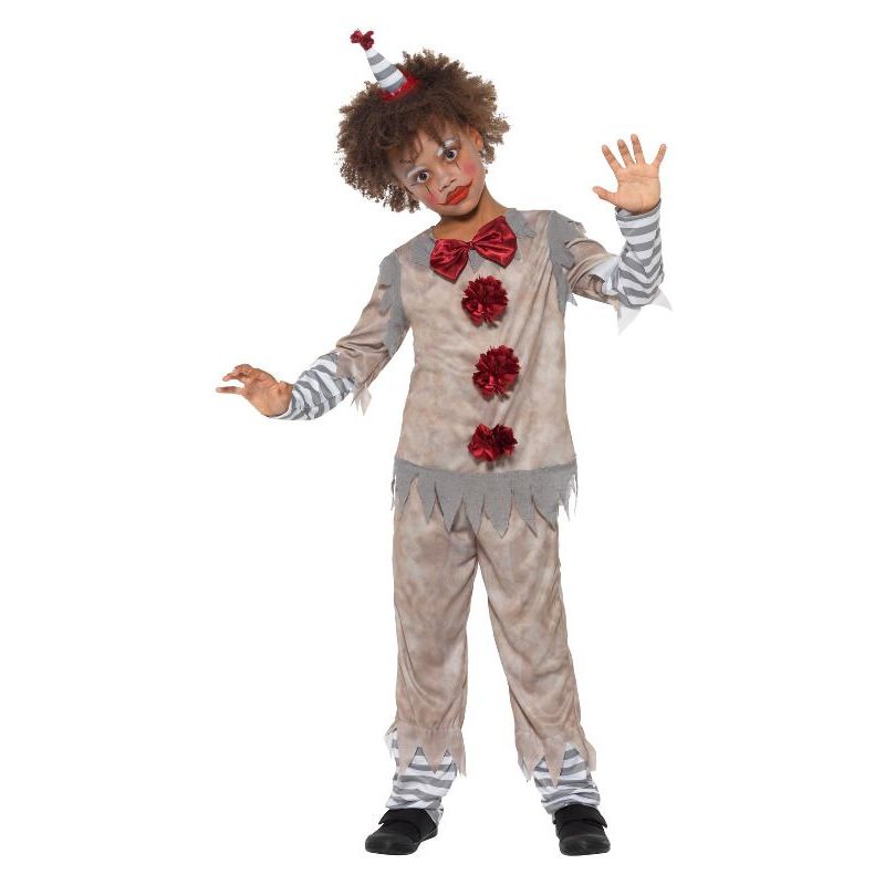 Vintage Clown Boy Costume Child Grey Red Boys
