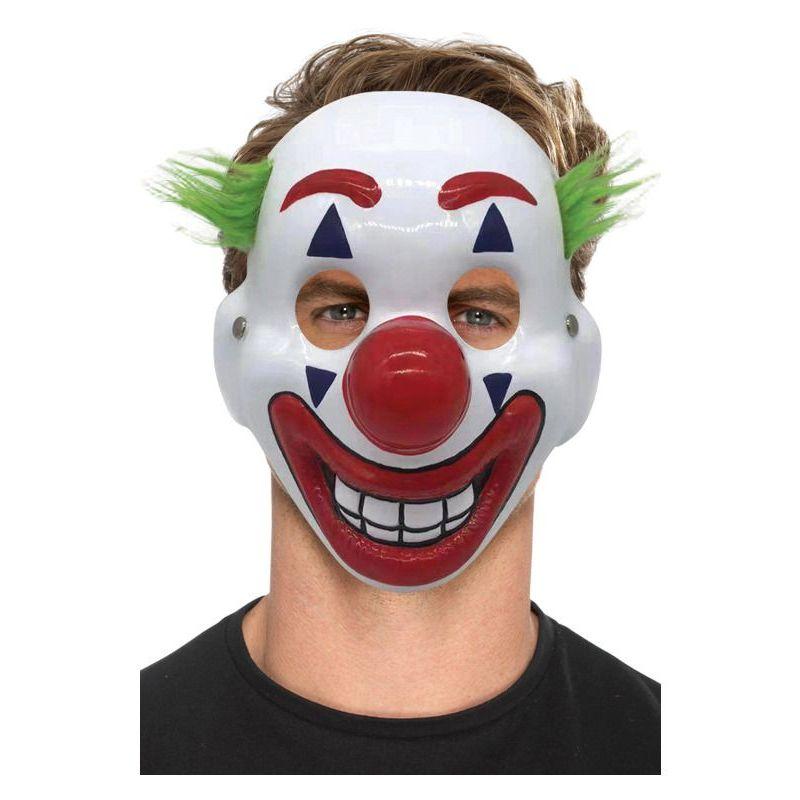 Clown Mask Pvc With Hair & Elastic Strap Unisex White
