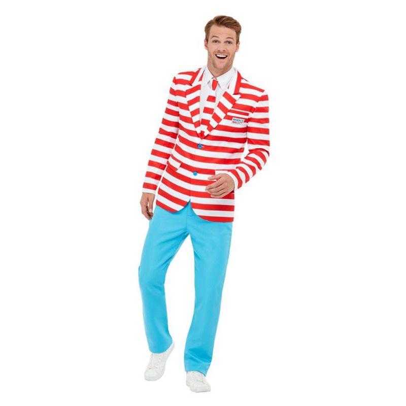 Where's Wally? Suit Adult Red White Mens