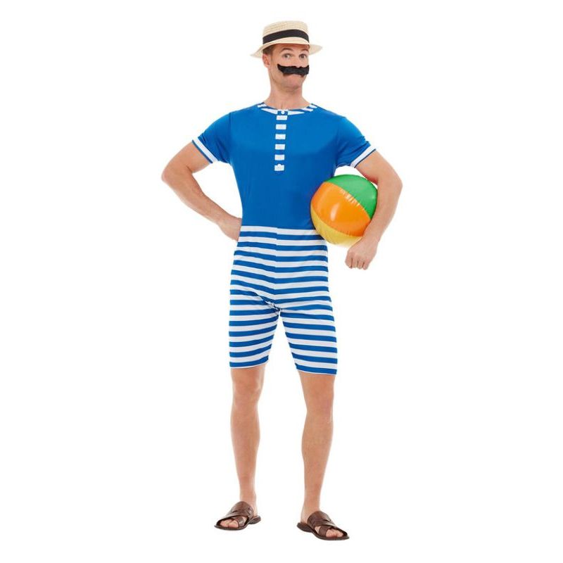 20s Bathing Suit Costume Adult Blue White Mens -1