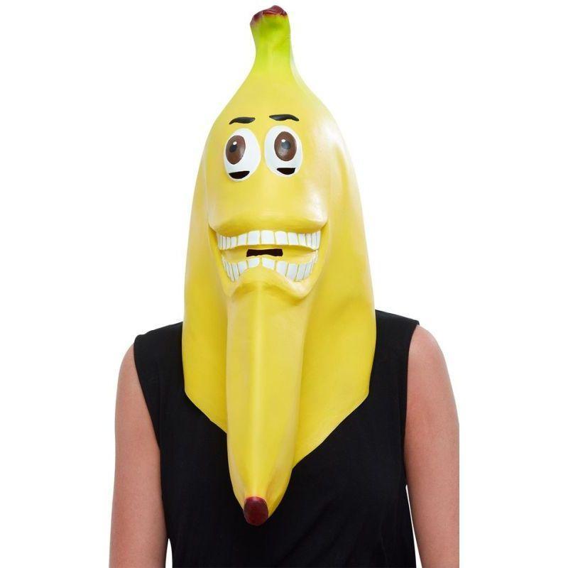 Banana Latex Mask Adult Yellow Mens -1