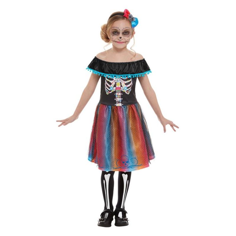 Neon Day Of The Dead Girl Costume Child Multi Girls