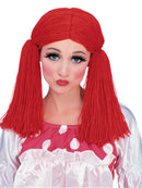 Rag Doll Girl Wig  - Red - Adult