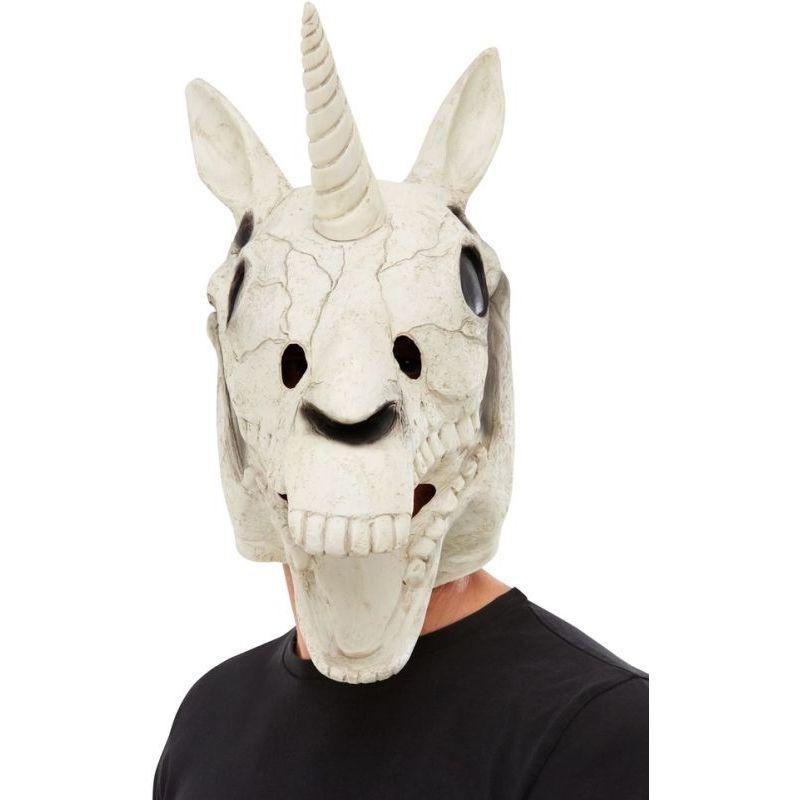 Unicorn Skull Latex Mask White Adult White Unisex