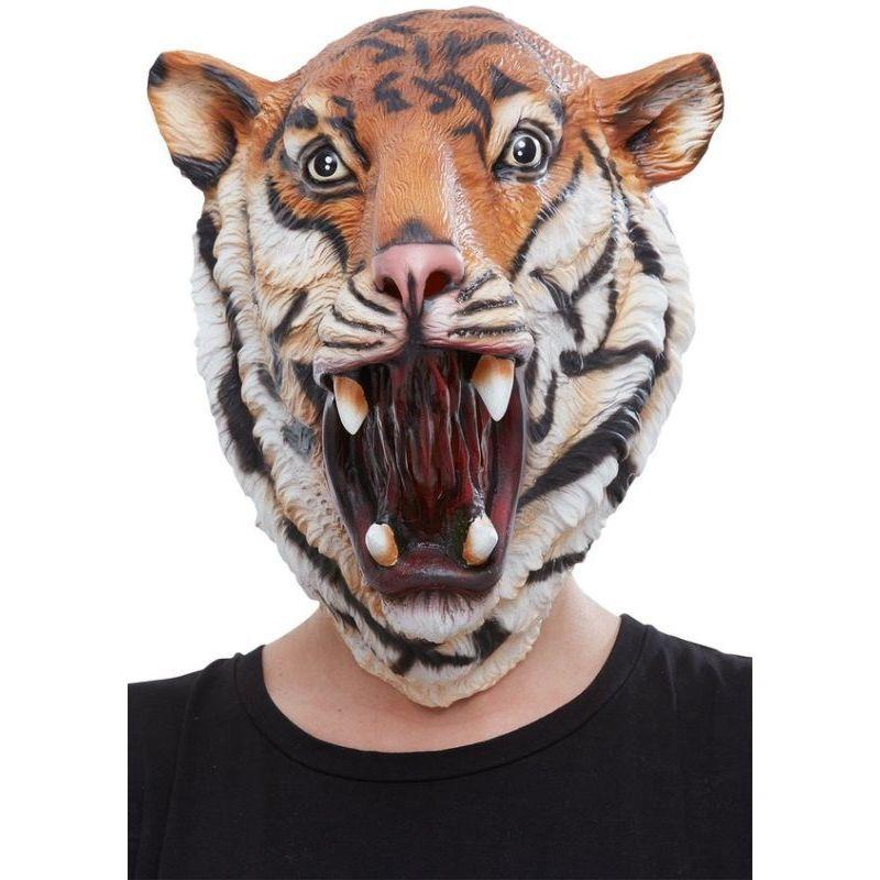 Tiger Latex Mask Adult Orange Mens