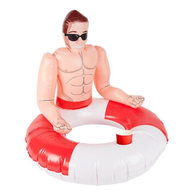 Inflatable Lifeguard Hunk Swim Ring Red & White Unisex