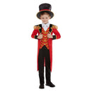 Ringmaster Deluxe Boys Costume Red Jacket, Mock Shirt, Trousers And Hat