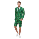 Tropical Palm Tree Suit Adult Green Jacket Shorts Tie