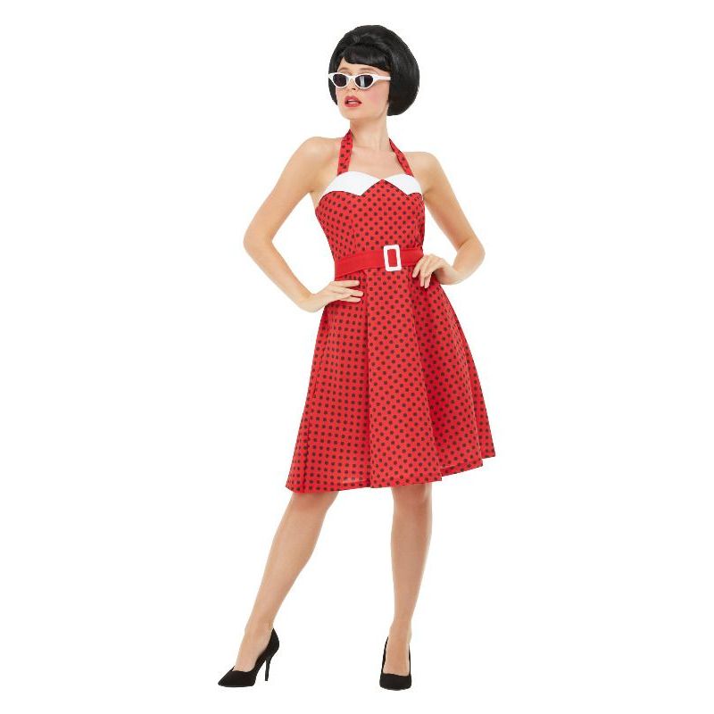 50s Rockabilly Pin Up Costume Adult Red Womens -1