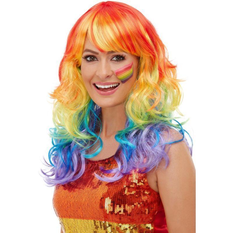 Rainbow Glam Wig Adult Multi Womens