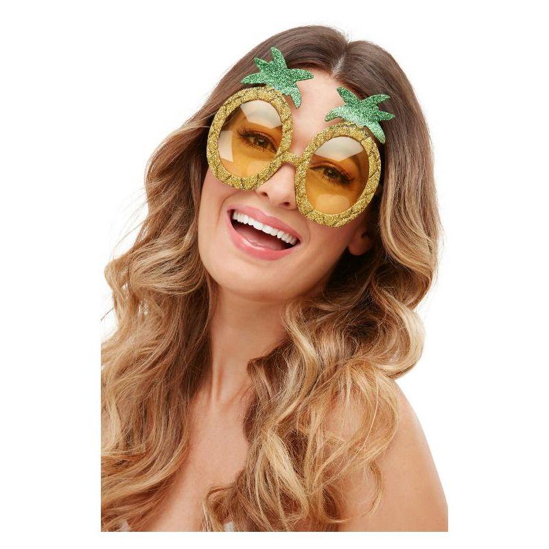 Tropical Pineapple Glitter Glasses Yellow Unisex