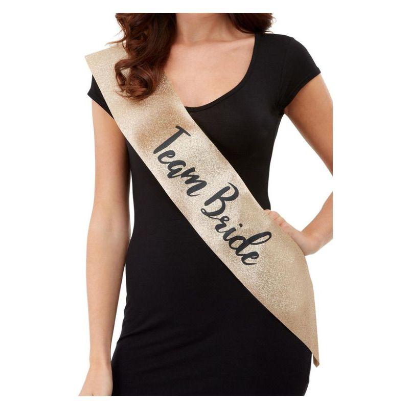 Deluxe Glitter Team Bride Sash Gold & Womens