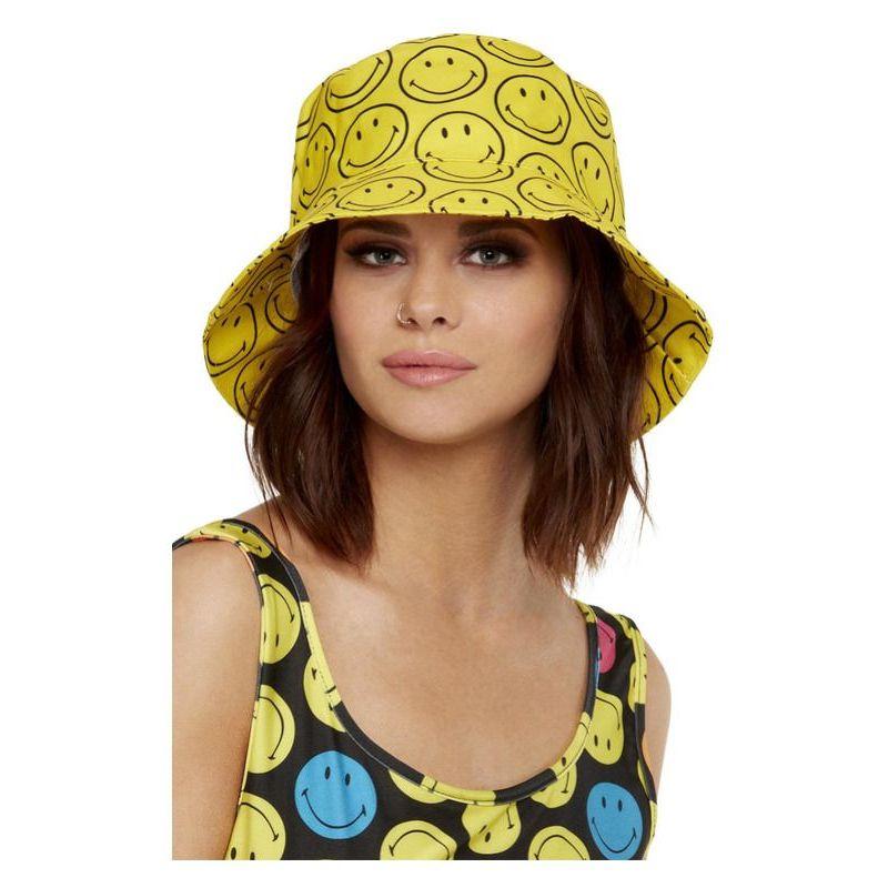 Smiley Printed Bucket Hat Yellow & Black