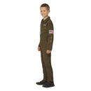 Top Gun Maverick Childs Aviator Costume Green Jumpsuit