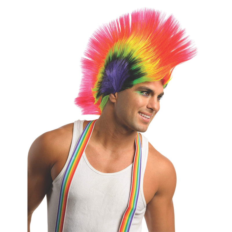 Rave Punk Mohawk Wig Adult Mens Red