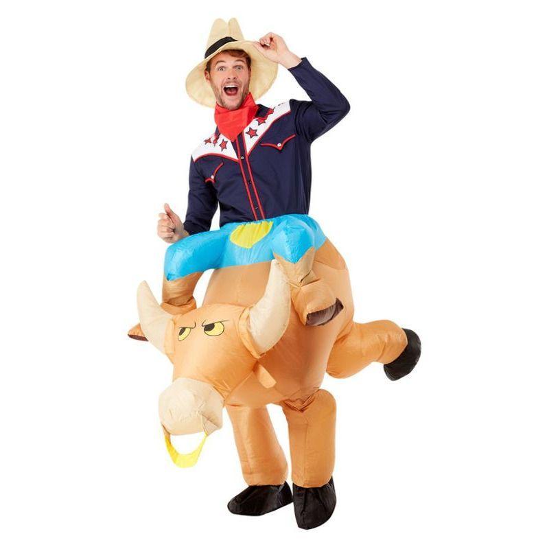 Inflatable Bull Rider Costume Brown Mens