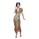 Deluxe 20s Sequin Flapper Costume Adult Gold Dress