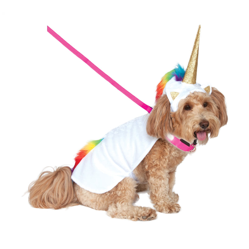 Unicorn Cape With Hood and Lightup Collar Pet Costume