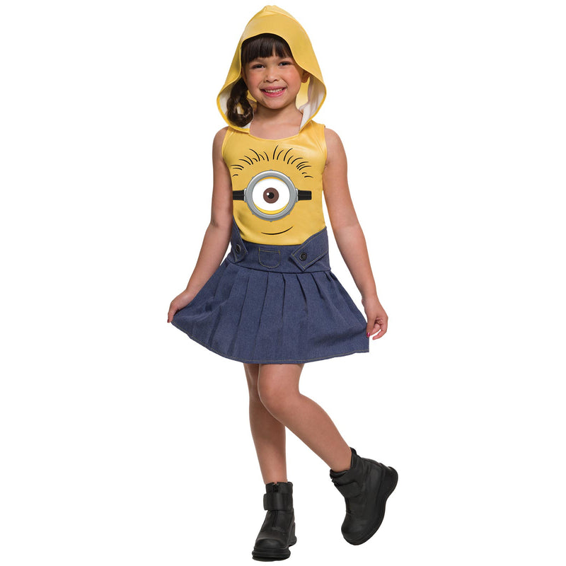 Minion Face Dress Girls Yellow -1