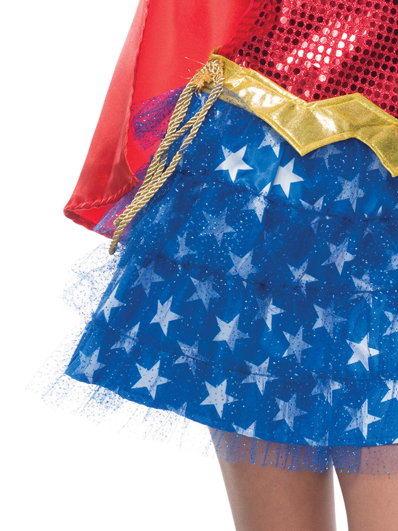 Wonder Woman Sequin Costume Girls Red -3