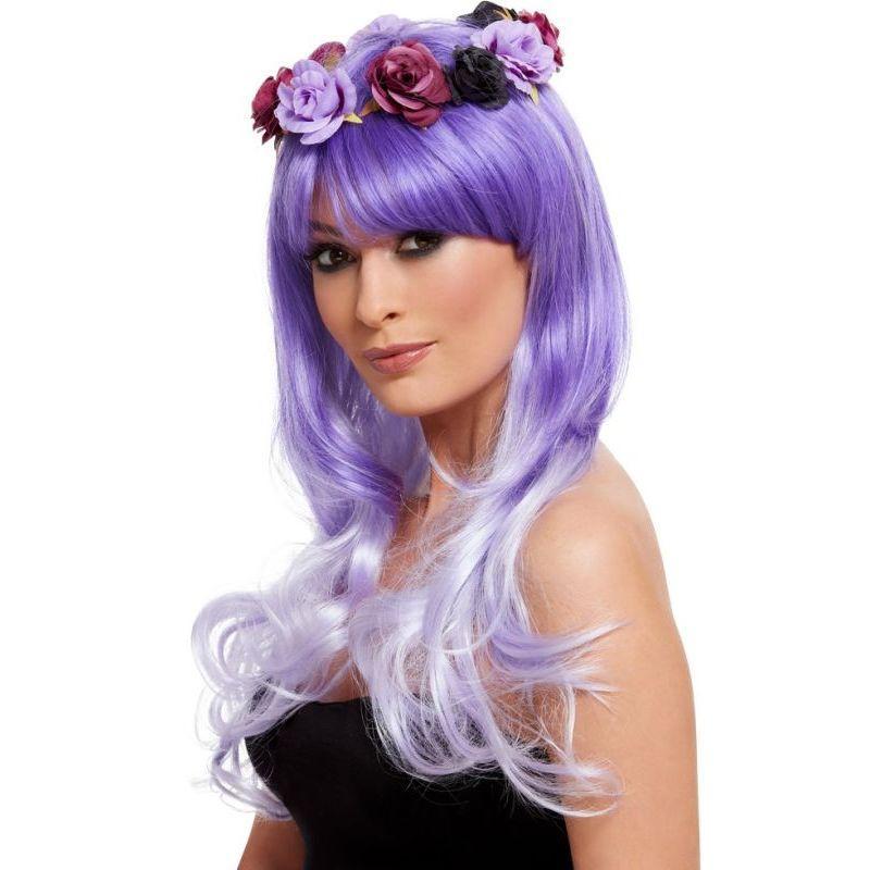 Day Of The Dead Glam Wig Adult Purple Womens